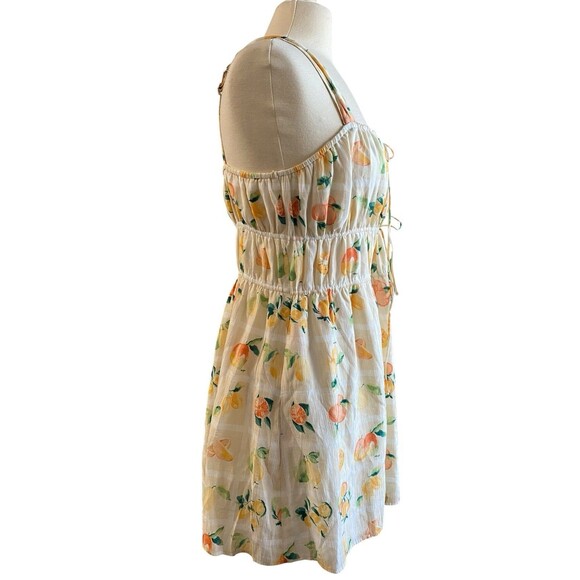 Abercrombie Tie-Front Mini Dress Sz LP Fruit Print Adjustable Straps - Picture 6 of 9